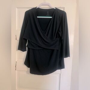 Kindred bravely crossover wrap nursing top 3/4 sleeve bamboo black size XL.